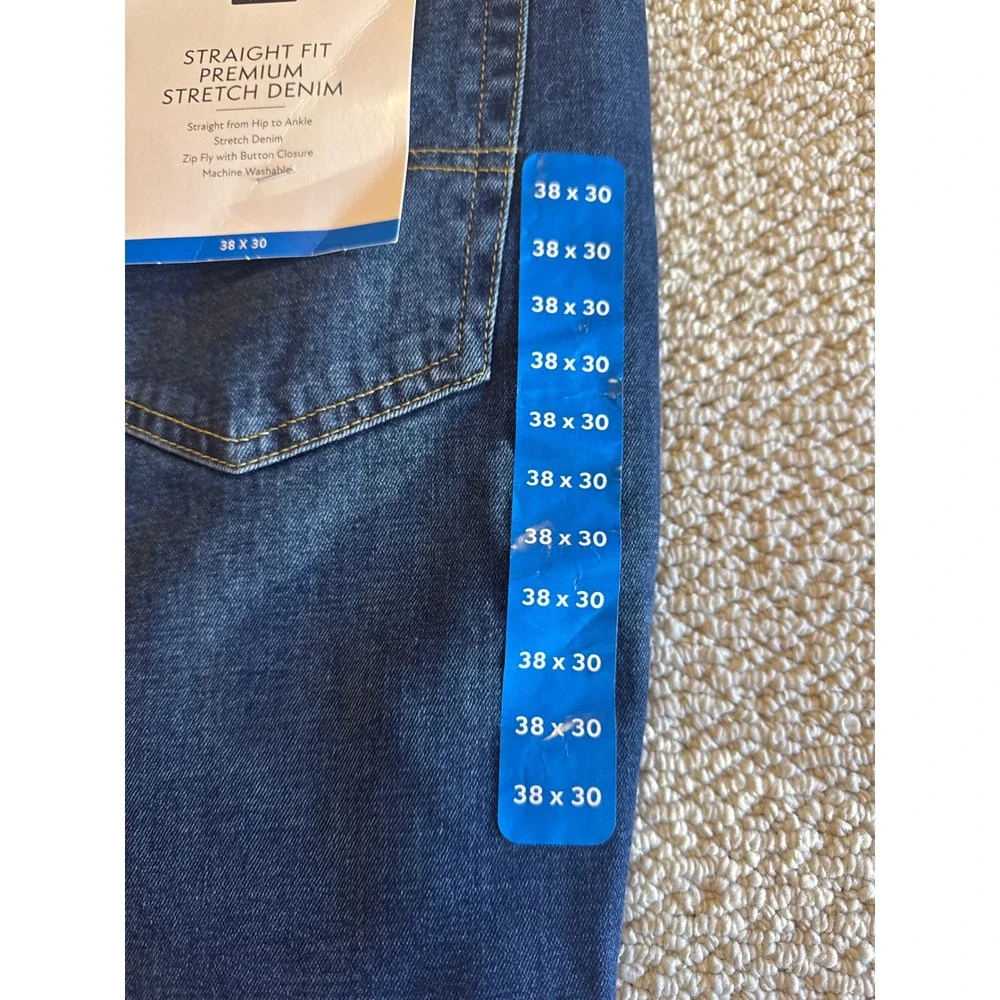 Member's Mark Straight Fit Premium Stretch Denim Jeans Blue 38x30 Mens New Pants
